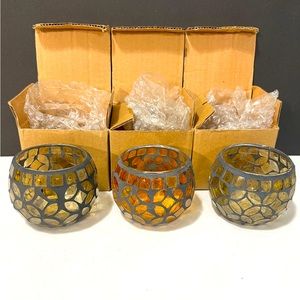 NWT set of 3 gorgeous glass candle holders